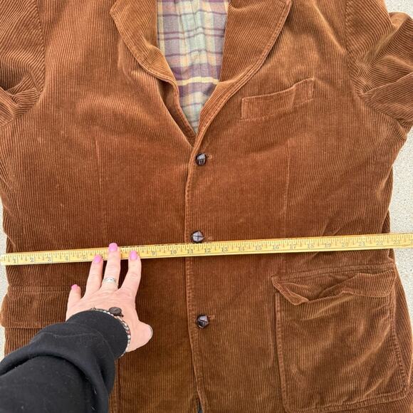 J CREW Brown Corduroy Flannel Lined Elbow Patch Chore Blazer Coat Jacket XL - Picture 11 of 14